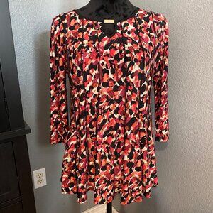 Ava & Grace Petite Blouse Size PM‎ Multicolor Abstract Print 3/4 Sleeves Keyhole